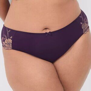 Cacique By Lane Bryant Metallic Lace Cheeky Panty 18/20 Purple NWT